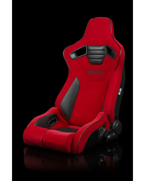 BRAUM Racing Seats Elite-R Series Sport Seats Red Cloth (Black Piping | Black Stitching) Pair BRAUM Racing Seats Elite-R Series Sport Seats Red Cloth (Black Piping | Black Stitching) Pair