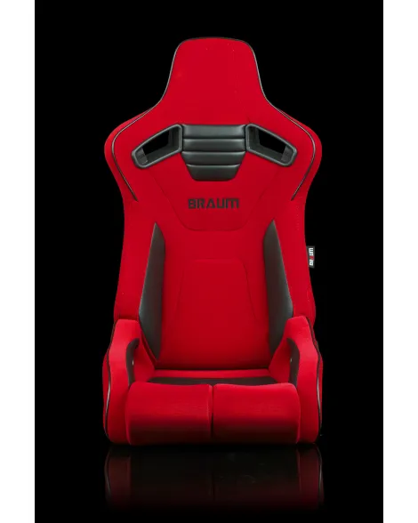 BRAUM Racing Seats Elite-R Series Sport Seats Red Cloth (Black Piping | Black Stitching) Pair BRAUM Racing Seats Elite-R Series Sport Seats Red Cloth (Black Piping | Black Stitching) Pair