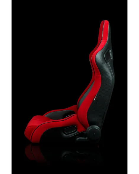 BRAUM Racing Seats Elite-R Series Sport Seats Red Cloth (Black Piping | Black Stitching) Pair BRAUM Racing Seats Elite-R Series Sport Seats Red Cloth (Black Piping | Black Stitching) Pair