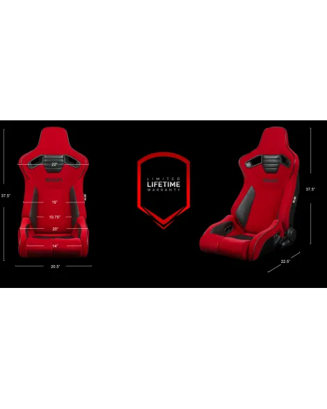 BRAUM Racing Seats Elite-R Series Sport Seats Red Cloth (Black Piping | Black Stitching) Pair BRAUM Racing Seats Elite-R Series Sport Seats Red Cloth (Black Piping | Black Stitching) Pair