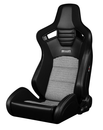 BRAUM Racing Seats Elite-S Series Sport Seats Black Leatherette | Black & White Houndstooth Pair BRAUM Racing Seats Elite-S Series Sport Seats Black Leatherette | Black & White Houndstooth Pair