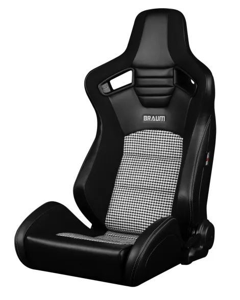 BRAUM Racing Seats Elite-S Series Sport Seats Black Leatherette | Black & White Houndstooth Pair BRAUM Racing Seats Elite-S Series Sport Seats Black Leatherette | Black & White Houndstooth Pair