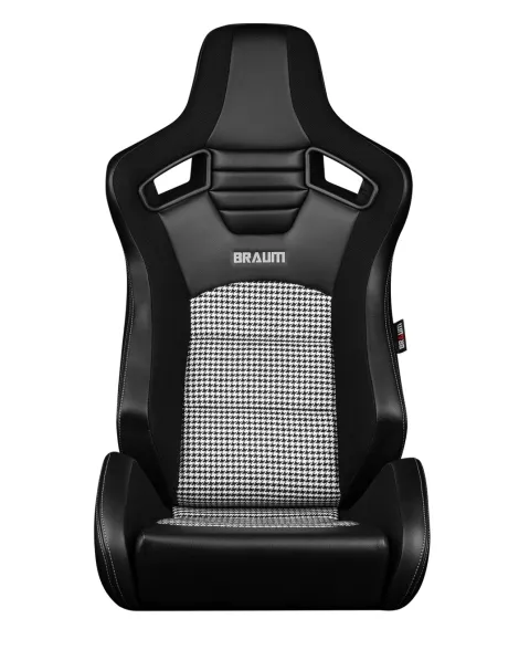 BRAUM Racing Seats Elite-S Series Sport Seats Black Leatherette | Black & White Houndstooth Pair BRAUM Racing Seats Elite-S Series Sport Seats Black Leatherette | Black & White Houndstooth Pair
