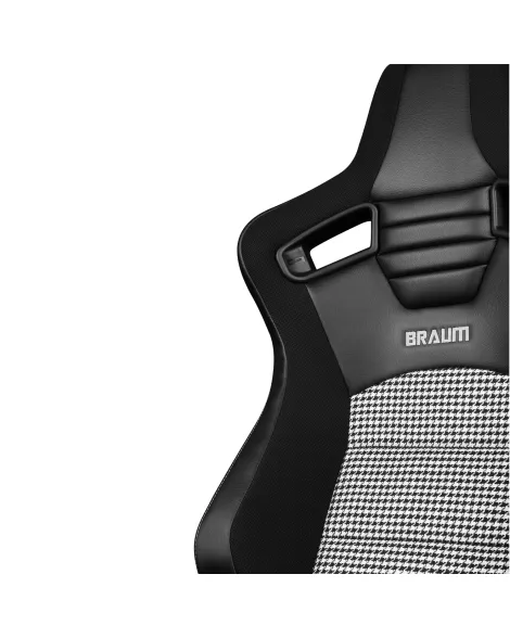 BRAUM Racing Seats Elite-S Series Sport Seats Black Leatherette | Black & White Houndstooth Pair BRAUM Racing Seats Elite-S Series Sport Seats Black Leatherette | Black & White Houndstooth Pair