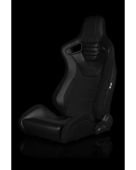 BRAUM Racing Seats Elite-S Series Sport Seats Black Leatherette Black Cloth Pair BRAUM Racing Seats Elite-S Series Sport Seats Black Leatherette Black Cloth Pair