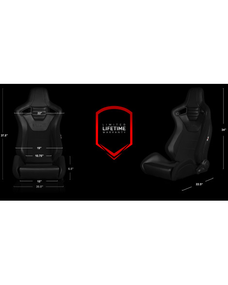 BRAUM Racing Seats Elite-S Series Sport Seats Black Leatherette Black Cloth Pair BRAUM Racing Seats Elite-S Series Sport Seats Black Leatherette Black Cloth Pair