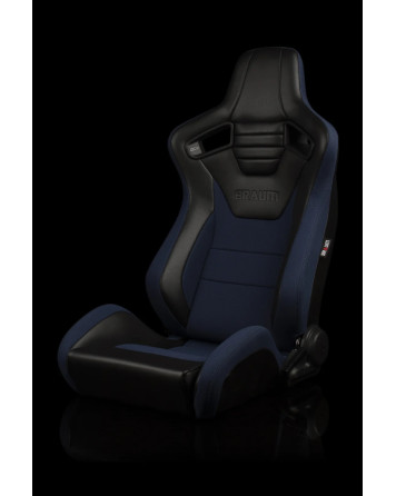 BRAUM Racing Seats Elite-S Series Sport Seats Black Leatherette Blue Cloth Pair BRAUM Racing Seats Elite-S Series Sport Seats Black Leatherette Blue Cloth Pair