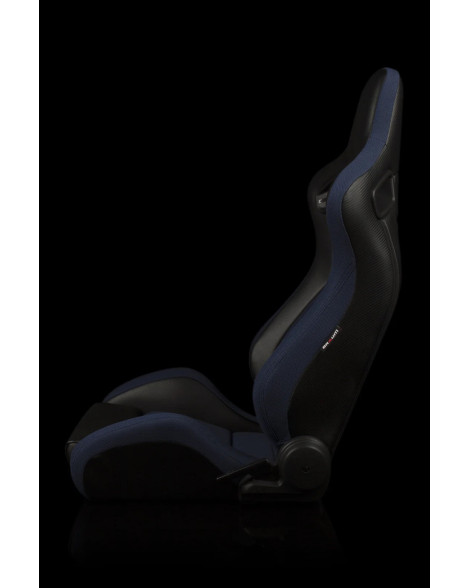 BRAUM Racing Seats Elite-S Series Sport Seats Black Leatherette Blue Cloth Pair BRAUM Racing Seats Elite-S Series Sport Seats Black Leatherette Blue Cloth Pair