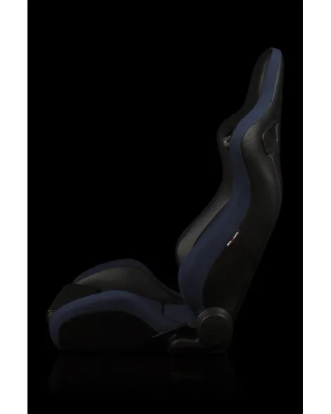 BRAUM Racing Seats Elite-S Series Sport Seats Black Leatherette Blue Cloth Pair BRAUM Racing Seats Elite-S Series Sport Seats Black Leatherette Blue Cloth Pair