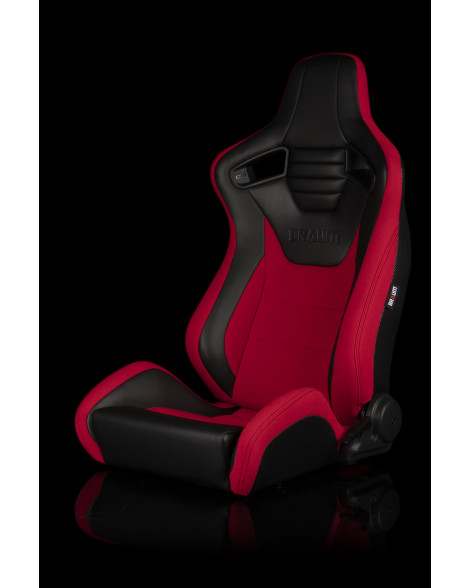 BRAUM Racing Seats Elite-S Series Sport Seats Black Leatherette / Red Cloth Pair BRAUM Racing Seats Elite-S Series Sport Seats Black Leatherette / Red Cloth Pair