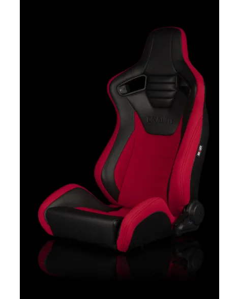 BRAUM Racing Seats Elite-S Series Sport Seats Black Leatherette / Red Cloth Pair BRAUM Racing Seats Elite-S Series Sport Seats Black Leatherette / Red Cloth Pair