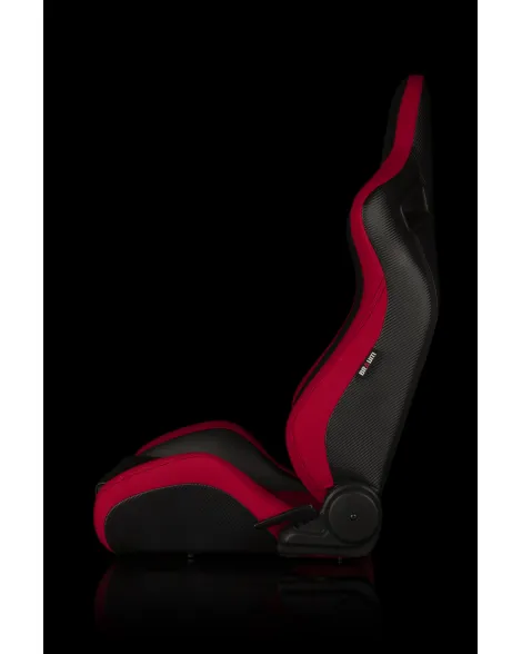 BRAUM Racing Seats Elite-S Series Sport Seats Black Leatherette / Red Cloth Pair BRAUM Racing Seats Elite-S Series Sport Seats Black Leatherette / Red Cloth Pair