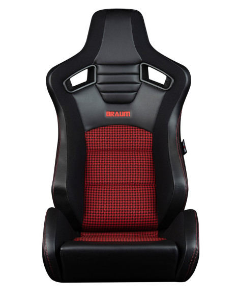BRAUM Racing Seats Elite-S Series Sport Seats Black Leatherette | Red Houndstooth Pair BRAUM Racing Seats Elite-S Series Sport Seats Black Leatherette | Red Houndstooth Pair