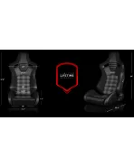BRAUM Racing Seats Elite-S Series Sport Seats Black & Grey Plaid Fabric Pair BRAUM Racing Seats Elite-S Series Sport Seats Black & Grey Plaid Fabric Pair
