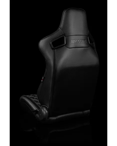 BRAUM Racing Seats Elite-X Series Sport Seats Black Diamond (Double White Stitching / White Piping) Pair BRAUM Racing Seats Elite-X Series Sport Seats Black Diamond (Double White Stitching / White Piping) Pair