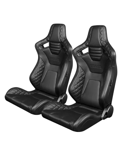 BRAUM Racing Seats Elite-X Series Sport Seats Black Diamond (Grey Stitching) Pair
