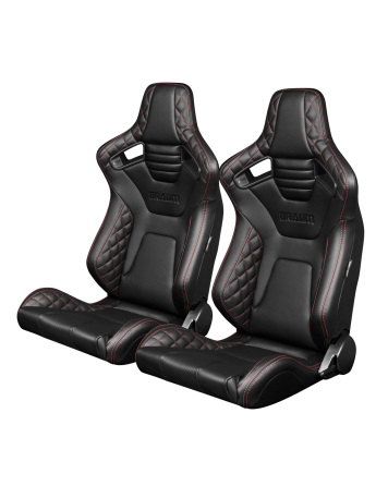 BRAUM Racing Seats Elite-X Series Sport Seats Black Diamond (Red Stitching) Pair BRAUM Racing Seats Elite-X Series Sport Seats Black Diamond (Red Stitching) Pair