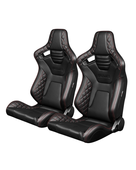 BRAUM Racing Seats Elite-X Series Sport Seats Black Diamond (Red Stitching) Pair BRAUM Racing Seats Elite-X Series Sport Seats Black Diamond (Red Stitching) Pair