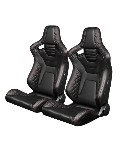 BRAUM Racing Seats Elite-X Series Sport Seats Black Diamond (Red Stitching) Pair BRAUM Racing Seats Elite-X Series Sport Seats Black Diamond (Red Stitching) Pair