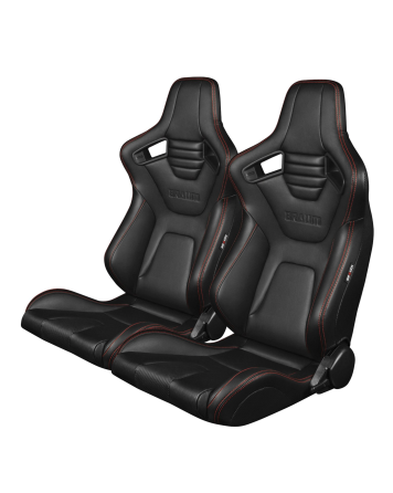 BRAUM Racing Seats Elite-X Series Sport Seats Black Leatherette (Red Stitching) Pair BRAUM Racing Seats Elite-X Series Sport Seats Black Leatherette (Red Stitching) Pair
