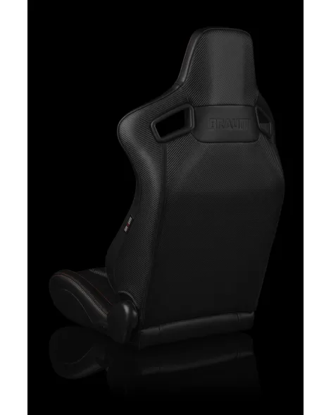 BRAUM Racing Seats Elite-X Series Sport Seats Black Leatherette (Red Stitching) Pair