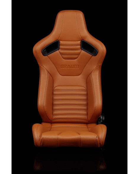 BRAUM Racing Seats Elite-X Series Sport Seats British Tan Leatherette (Black Stitching) Pair BRAUM Racing Seats Elite-X Series Sport Seats British Tan Leatherette (Black Stitching) Pair