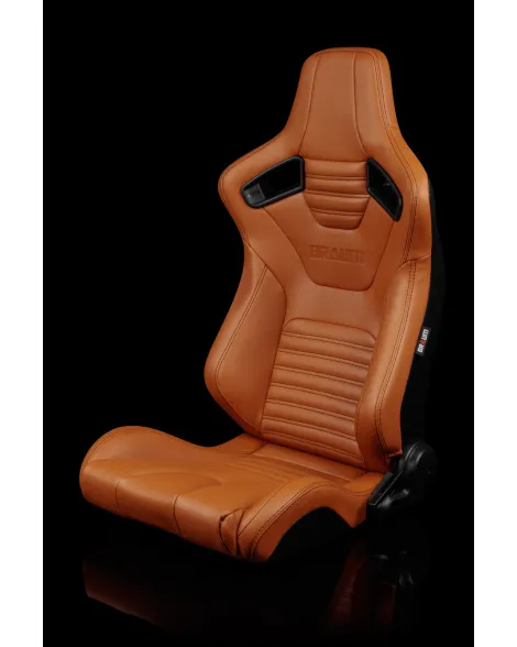 BRAUM Racing Seats Elite-X Series Sport Seats British Tan Leatherette (Black Stitching) Pair BRAUM Racing Seats Elite-X Series Sport Seats British Tan Leatherette (Black Stitching) Pair