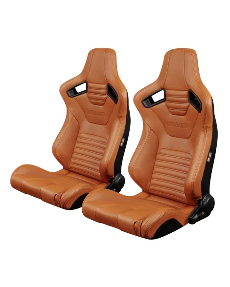 BRAUM Racing Seats Elite-X Series Sport Seats British Tan Leatherette (Black Stitching) Pair BRAUM Racing Seats Elite-X Series Sport Seats British Tan Leatherette (Black Stitching) Pair