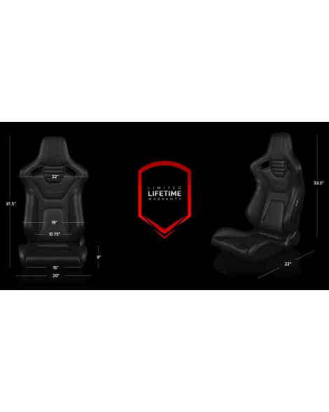 BRAUM Racing Seats Elite-X Series Sport Seats Black Leatherette (Black Stitching) Pair BRAUM Racing Seats Elite-X Series Sport Seats Black Leatherette (Black Stitching) Pair