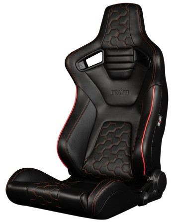 BRAUM Racing Seats Elite-X Series Sport Seats Black Leatherette | Honeycomb | Red Trim Pair BRAUM Racing Seats Elite-X Series Sport Seats Black Leatherette | Honeycomb | Red Trim Pair