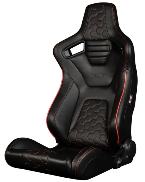 BRAUM Racing Seats Elite-X Series Sport Seats Black Leatherette | Honeycomb | Red Trim Pair BRAUM Racing Seats Elite-X Series Sport Seats Black Leatherette | Honeycomb | Red Trim Pair