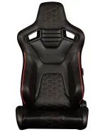 BRAUM Racing Seats Elite-X Series Sport Seats Black Leatherette | Honeycomb | Red Trim Pair BRAUM Racing Seats Elite-X Series Sport Seats Black Leatherette | Honeycomb | Red Trim Pair