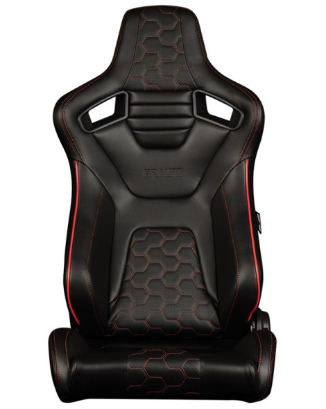 BRAUM Racing Seats Elite-X Series Sport Seats Black Leatherette | Honeycomb | Red Trim Pair BRAUM Racing Seats Elite-X Series Sport Seats Black Leatherette | Honeycomb | Red Trim Pair