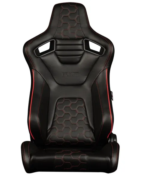 BRAUM Racing Seats Elite-X Series Sport Seats Black Leatherette | Honeycomb | Red Trim Pair BRAUM Racing Seats Elite-X Series Sport Seats Black Leatherette | Honeycomb | Red Trim Pair