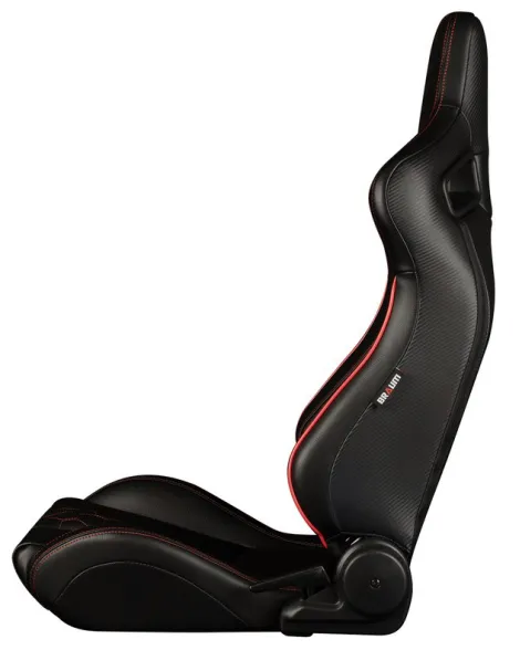 BRAUM Racing Seats Elite-X Series Sport Seats Black Leatherette | Honeycomb | Red Trim Pair BRAUM Racing Seats Elite-X Series Sport Seats Black Leatherette | Honeycomb | Red Trim Pair