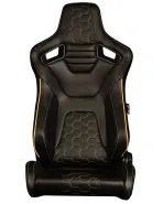 BRAUM Racing Seats Elite-X Series Sport Seats Black Leatherette | Honeycomb | Yellow Trim Pair