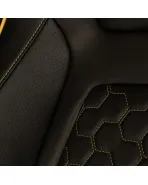 BRAUM Racing Seats Elite-X Series Sport Seats Black Leatherette | Honeycomb | Yellow Trim Pair