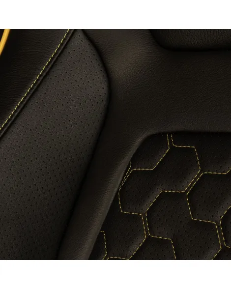 BRAUM Racing Seats Elite-X Series Sport Seats Black Leatherette | Honeycomb | Yellow Trim Pair