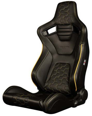 BRAUM Racing Seats Elite-X Series Sport Seats Black Leatherette | Honeycomb | Yellow Trim Pair BRAUM Racing Seats Elite-X Series Sport Seats Black Leatherette | Honeycomb | Yellow Trim Pair