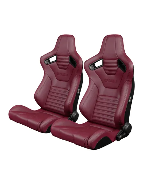 BRAUM Racing Seats Elite-X Series Sport Seats Maroon Leatherette (Black Stitching) Pair BRAUM Racing Seats Elite-X Series Sport Seats Maroon Leatherette (Black Stitching) Pair