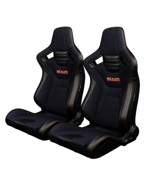 BRAUM Racing Seats Elite-X Series Sport Seats Navy Denim (Orange Stitching) Pair BRAUM Racing Seats Elite-X Series Sport Seats Navy Denim (Orange Stitching) Pair