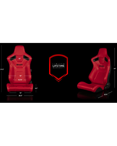 BRAUM Racing Seats Elite-X Series Seats Red Leatherette | Diamond Edition Pair BRAUM Racing Seats Elite-X Series Seats Red Leatherette | Diamond Edition Pair