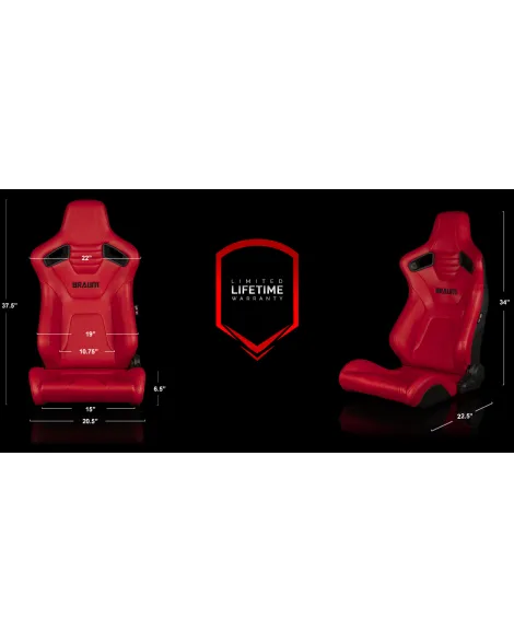 BRAUM Racing Seats Elite-X Series Seats Red Leatherette | Diamond Edition Pair