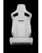 BRAUM Racing Seats Elite-X Series Sport Seats White Diamond (Black Stitching / Black Piping) Pair