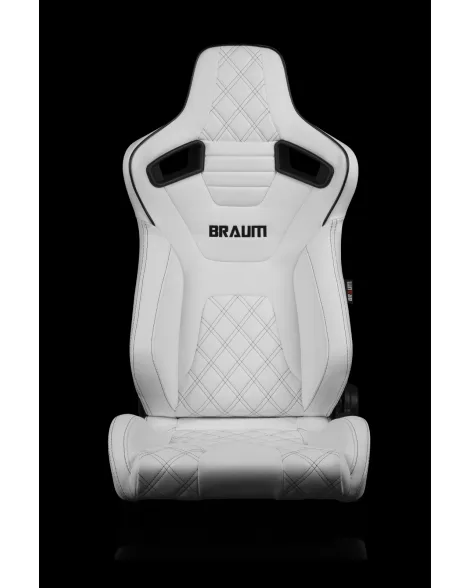BRAUM Racing Seats Elite-X Series Sport Seats White Diamond (Black Stitching / Black Piping) Pair BRAUM Racing Seats Elite-X Series Sport Seats White Diamond (Black Stitching / Black Piping) Pair