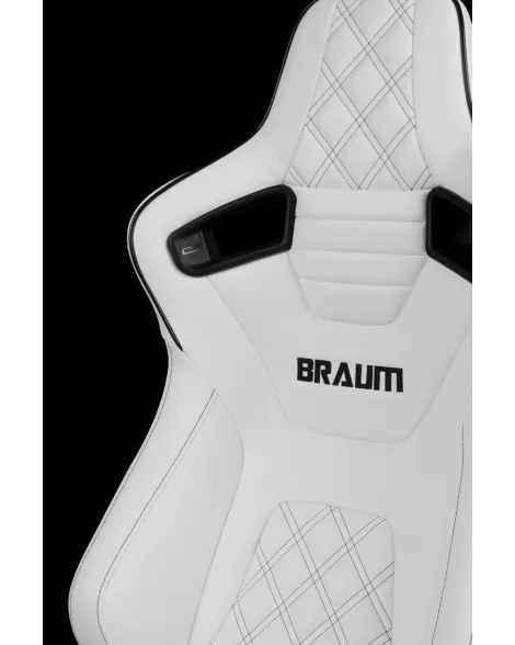 BRAUM Racing Seats Elite-X Series Sport Seats White Diamond (Black Stitching / Black Piping) Pair BRAUM Racing Seats Elite-X Series Sport Seats White Diamond (Black Stitching / Black Piping) Pair
