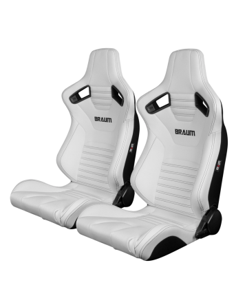 BRAUM Racing Seats Elite-X Series Sport Seats White Leatherette (Black Stitching) Pair BRAUM Racing Seats Elite-X Series Sport Seats White Leatherette (Black Stitching) Pair
