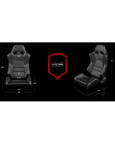 BRAUM Racing Seats Advan Series Sport Seats Black Leatherette with Red Fabric Insert Pair BRAUM Racing Seats Advan Series Sport Seats Black Leatherette with Red Fabric Insert Pair