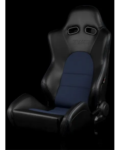 BRAUM Racing Seats Advan Series Sport Seats Black Leatherette with Blue Fabric Insert Pair