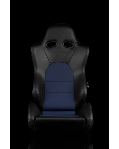 BRAUM Racing Seats Advan Series Sport Seats Black Leatherette with Blue Fabric Insert Pair